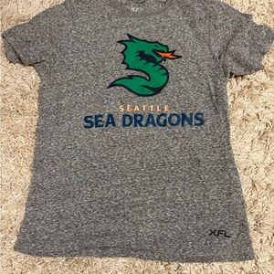 Seattle Sea Dragons XFL T-Shirt in gray, size medium, good condition